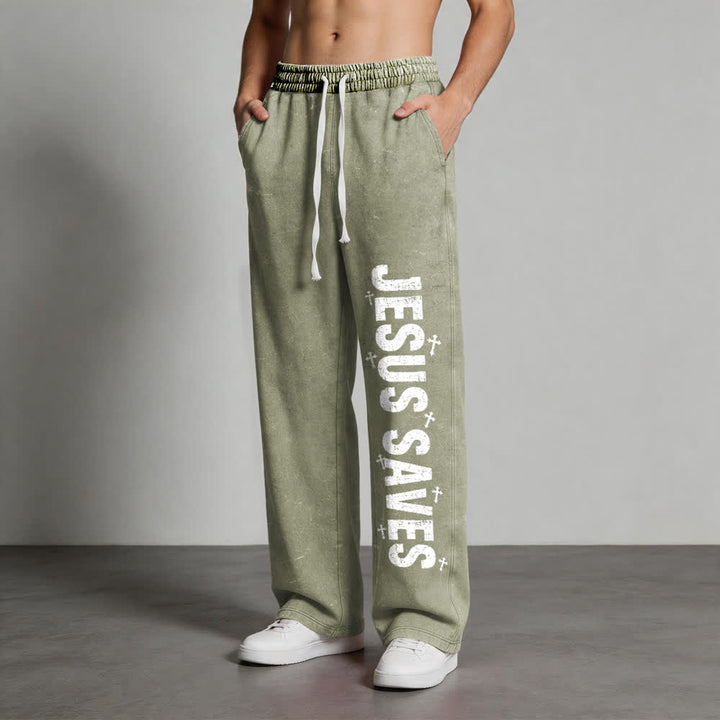 Christianartworkshop Pantaloni della tuta lavati con scritta "Jesus Saves Distressed Statement" - image 13
