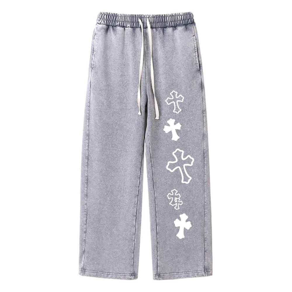 Christianartworkshop Pantaloni della tuta Faith Cross Vintage Street Washed - Grigio - 2XL - image 0