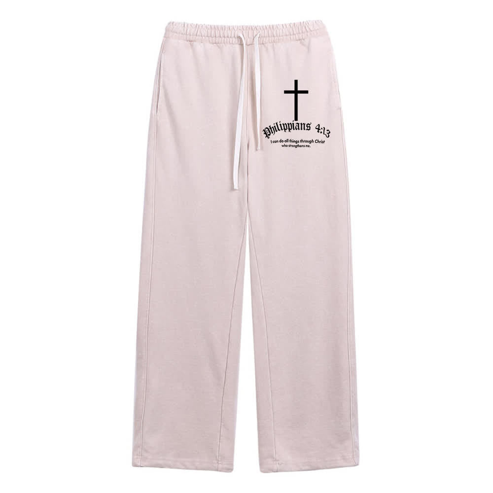 Christianartworkshop Pantaloni della tuta lavati con motivo a croce Filippesi 4:13 - Beige - 2XL - image 6