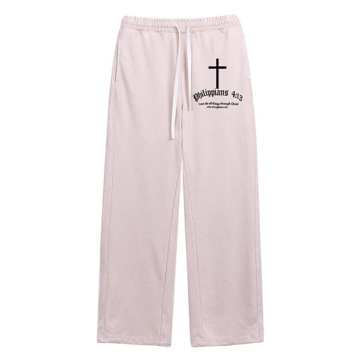 Christianartworkshop Pantaloni della tuta lavati con motivo a croce Filippesi 4:13 - Beige - 2XL - image 6