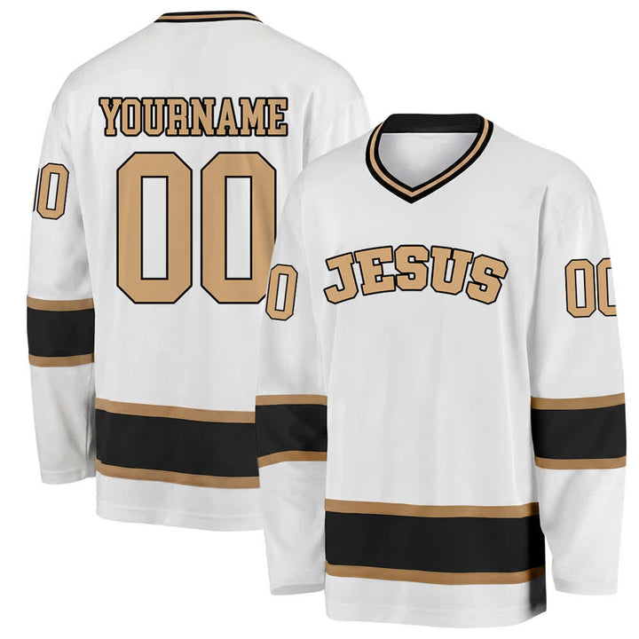 Maglia da hockey Nome & Numero personalizzati e dichiarazione di fede in grassetto su Gesù, realizzata Christianartworkshop. - Bianco - 5XL - Nome & Numero personalizzati - image 5
