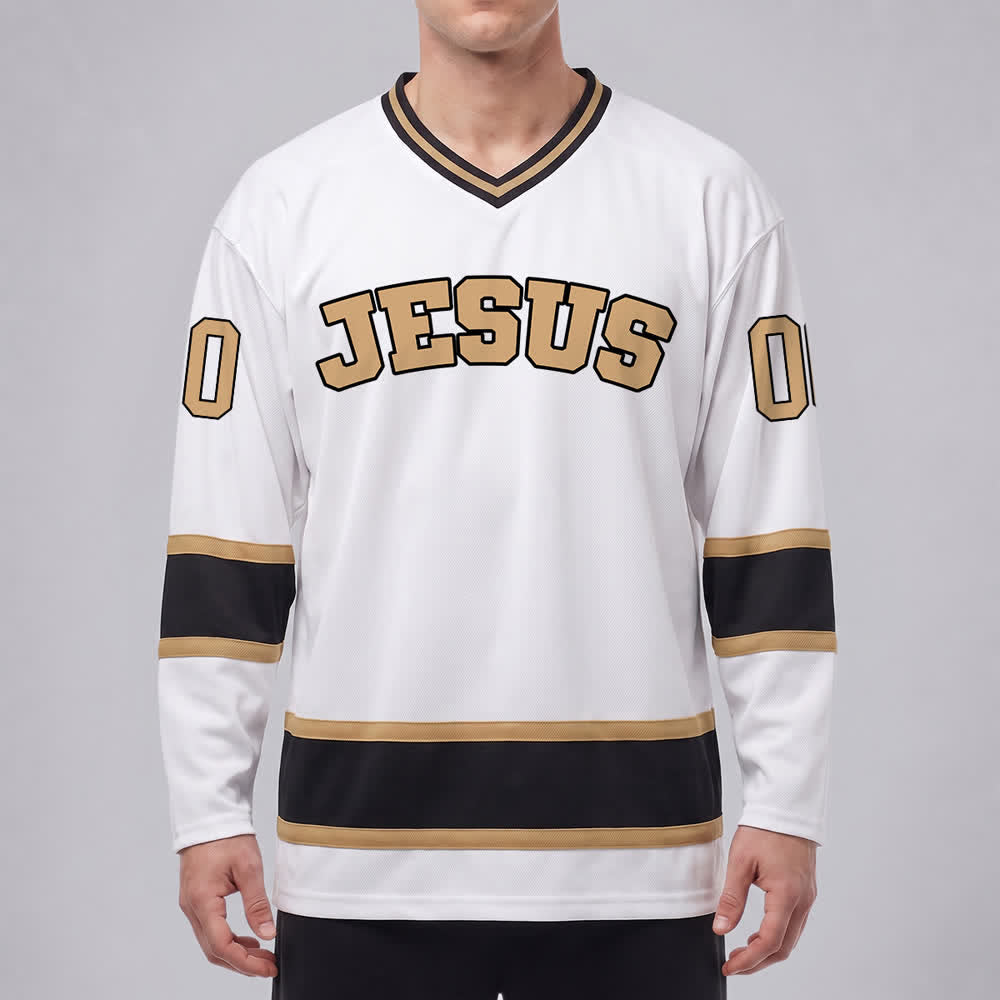 Maglia da hockey Nome & Numero personalizzati e dichiarazione di fede in grassetto su Gesù, realizzata Christianartworkshop. - image 9
