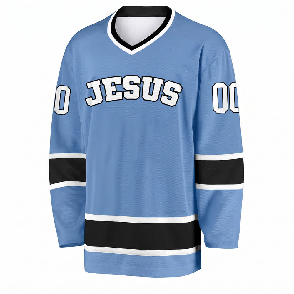 Maglia da hockey Nome & Numero personalizzati e dichiarazione di fede in grassetto su Gesù, realizzata Christianartworkshop. - image 16