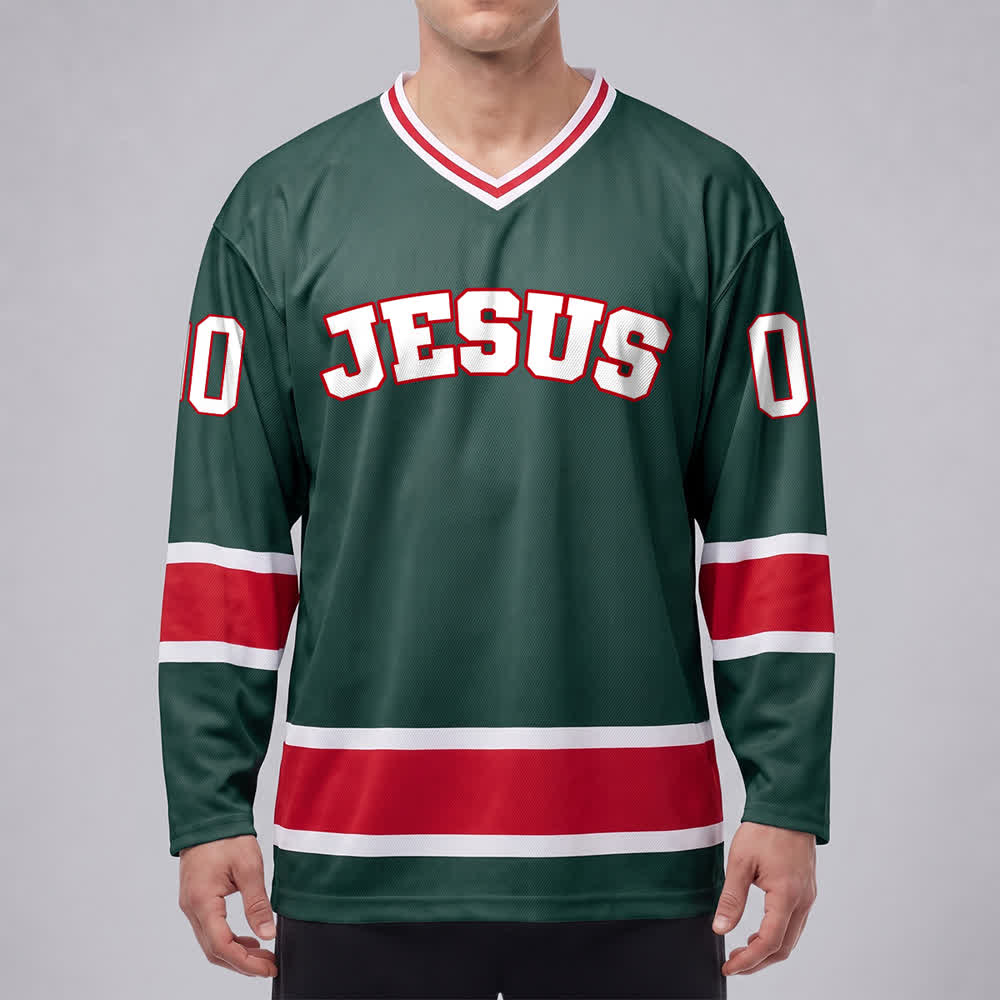 Maglia da hockey Nome & Numero personalizzati e dichiarazione di fede in grassetto su Gesù, realizzata Christianartworkshop. - image 23