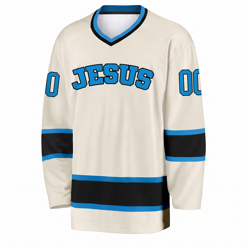 Maglia da hockey Nome & Numero personalizzati e dichiarazione di fede in grassetto su Gesù, realizzata Christianartworkshop. - image 26
