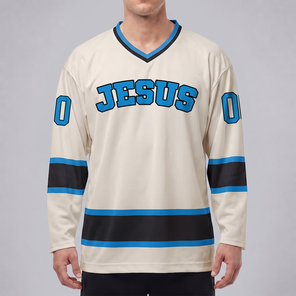 Maglia da hockey Nome & Numero personalizzati e dichiarazione di fede in grassetto su Gesù, realizzata Christianartworkshop. - image 28