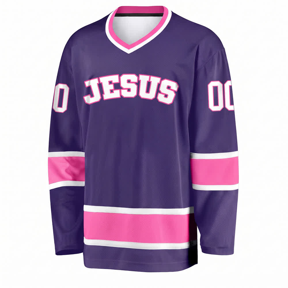 Maglia da hockey Nome & Numero personalizzati e dichiarazione di fede in grassetto su Gesù, realizzata Christianartworkshop. - image 31