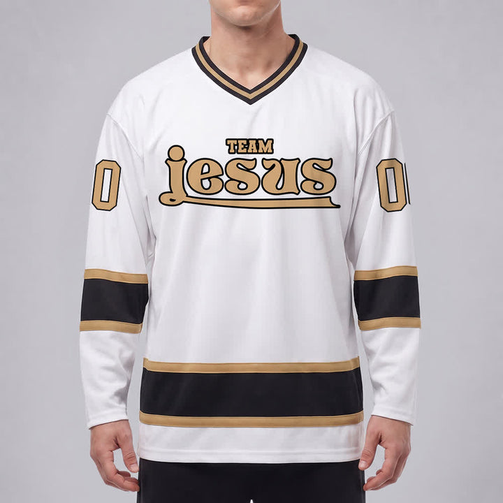 Maglia da hockey Nome & Numero personalizzati del team Christianartworkshop , con motivo di fede in Gesù. - image 8