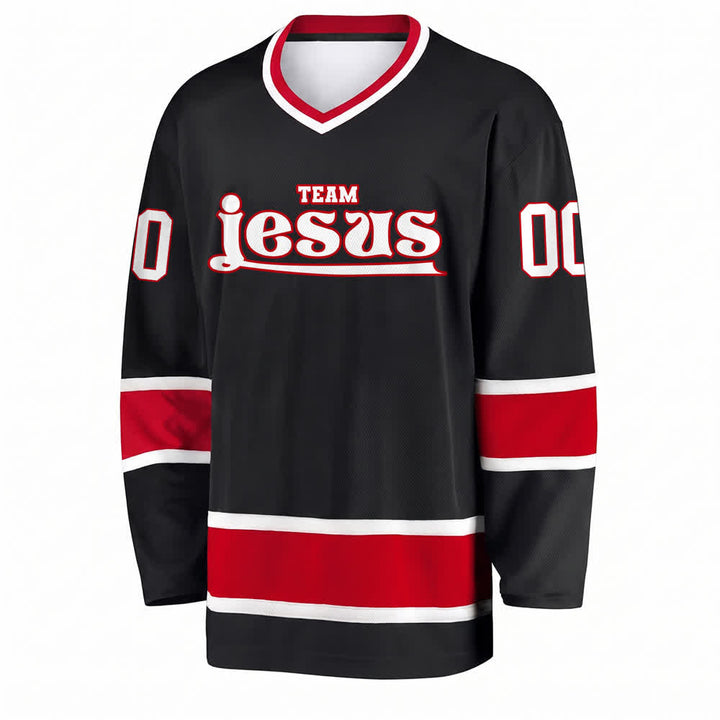 Maglia da hockey Nome & Numero personalizzati del team Christianartworkshop , con motivo di fede in Gesù. - image 11