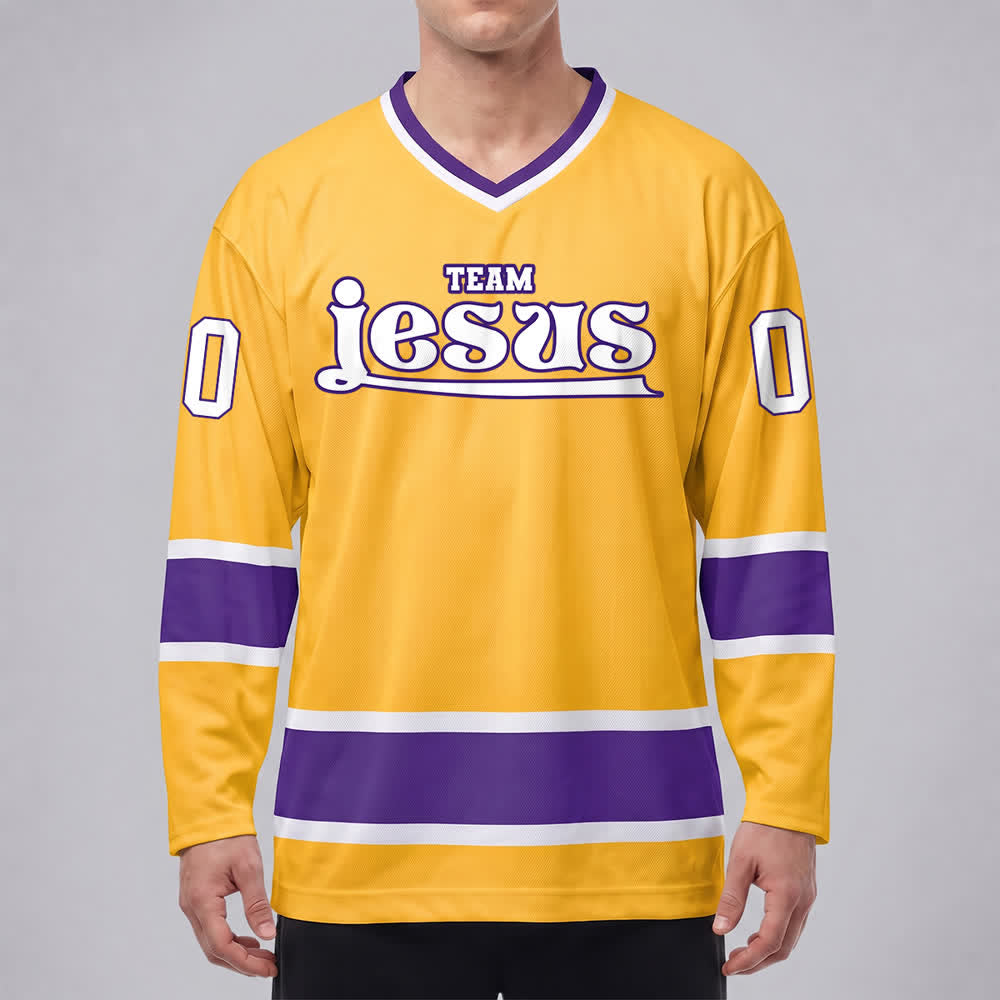 Maglia da hockey Nome & Numero personalizzati del team Christianartworkshop , con motivo di fede in Gesù. - image 18