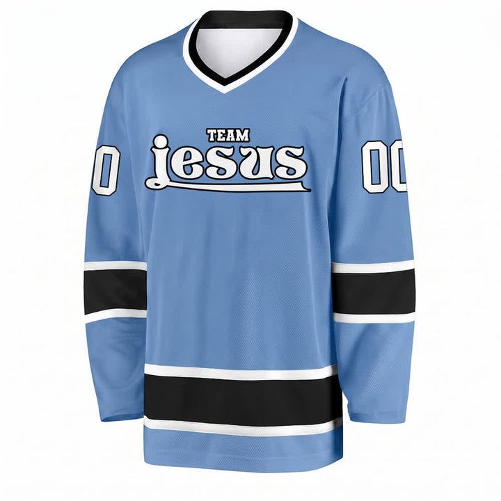 Maglia da hockey Nome & Numero personalizzati del team Christianartworkshop , con motivo di fede in Gesù. - image 1