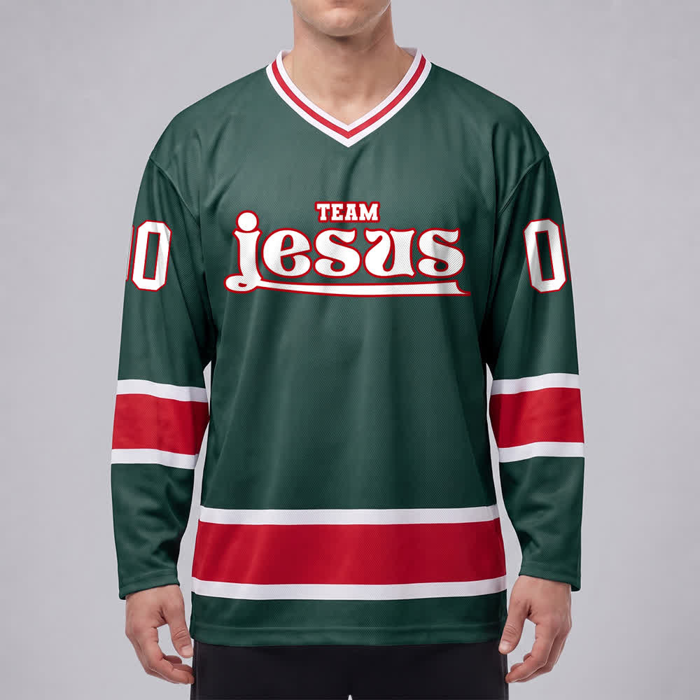 Maglia da hockey Nome & Numero personalizzati del team Christianartworkshop , con motivo di fede in Gesù. - image 23