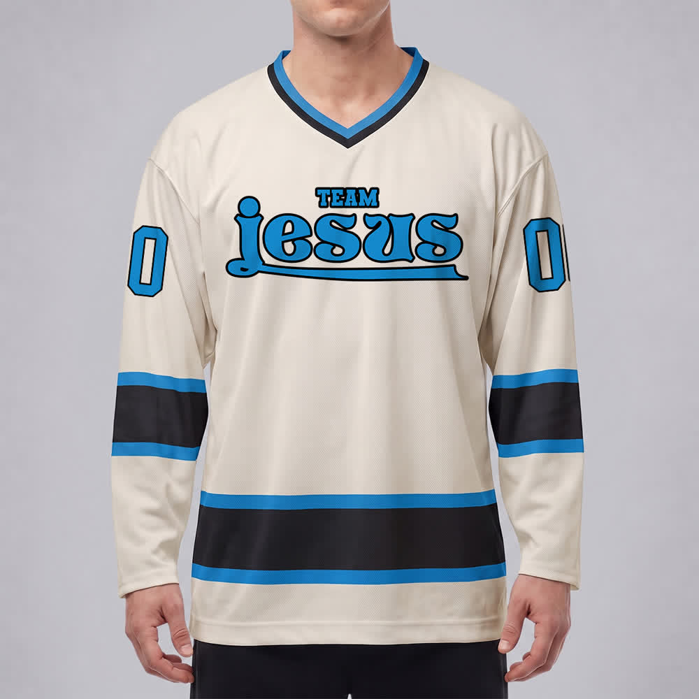 Maglia da hockey Nome & Numero personalizzati del team Christianartworkshop , con motivo di fede in Gesù. - image 28