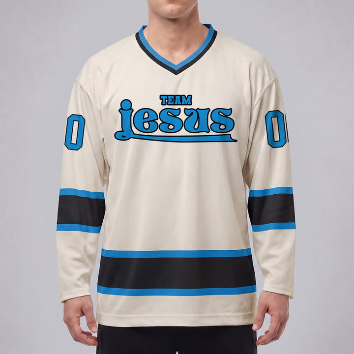 Maglia da hockey Nome & Numero personalizzati del team Christianartworkshop , con motivo di fede in Gesù. - image 28