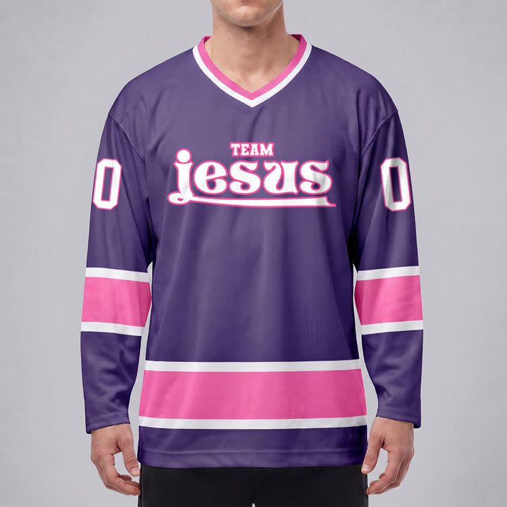 Maglia da hockey Nome & Numero personalizzati del team Christianartworkshop , con motivo di fede in Gesù. - image 33