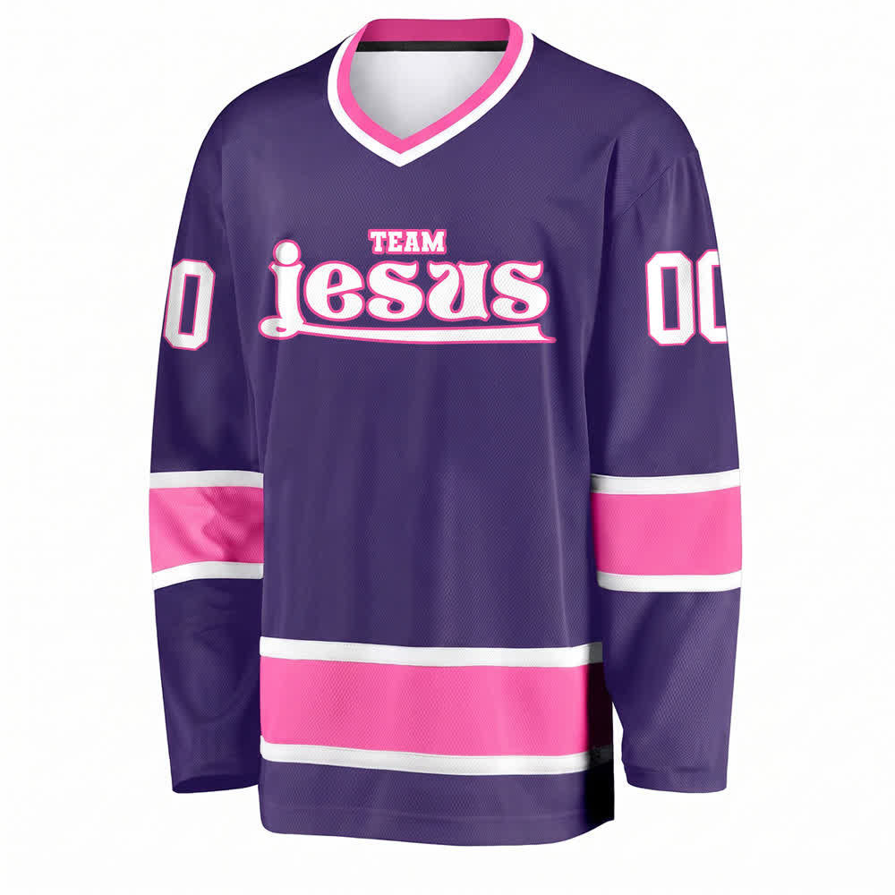 Maglia da hockey Nome & Numero personalizzati del team Christianartworkshop , con motivo di fede in Gesù. - image 31