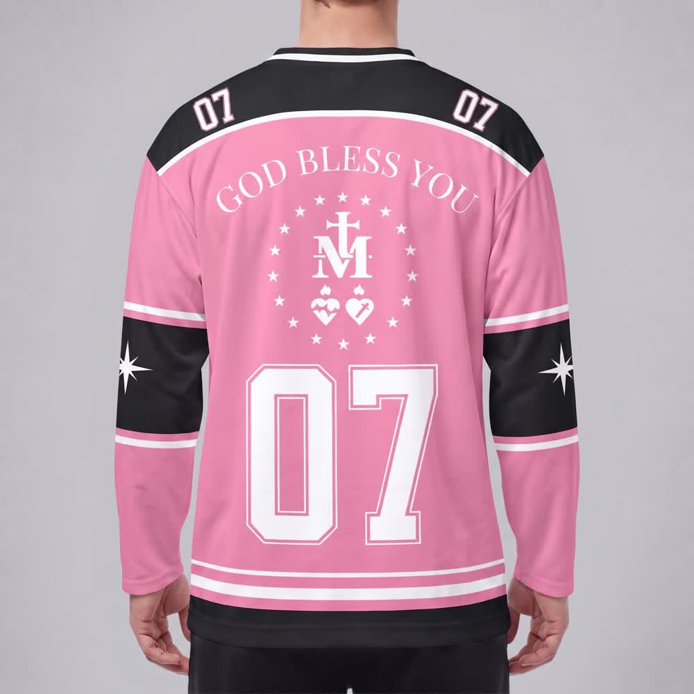 Christianartworkshop Maglia da hockey a maniche lunghe rosa con la stella della Madonna - image 4