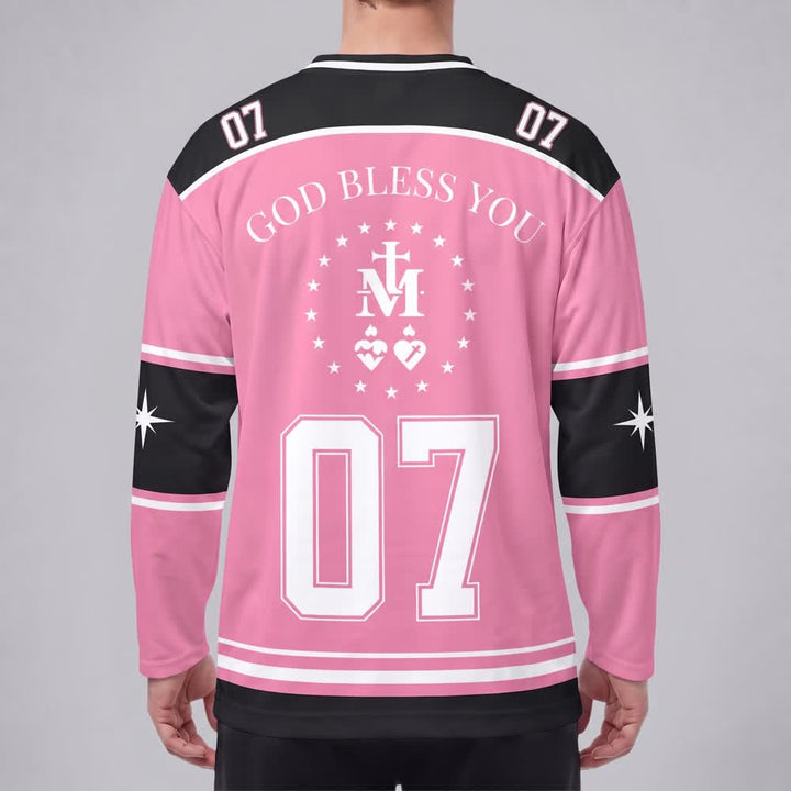 Christianartworkshop Maglia da hockey a maniche lunghe rosa con la stella della Madonna - image 4