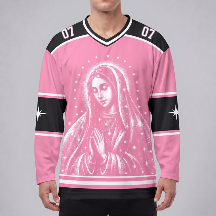 Christianartworkshop Maglia da hockey a maniche lunghe rosa con la stella della Madonna - image 3