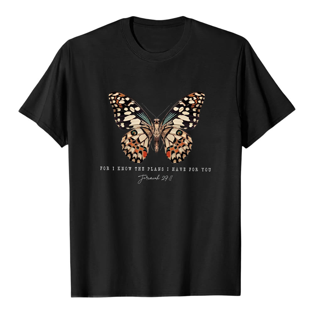 Maglietta a maniche corte con citazione moderna "Butterfly" Christianartworkshop , tratta da Geremia 29:11. - Nero - 2XL - image 0
