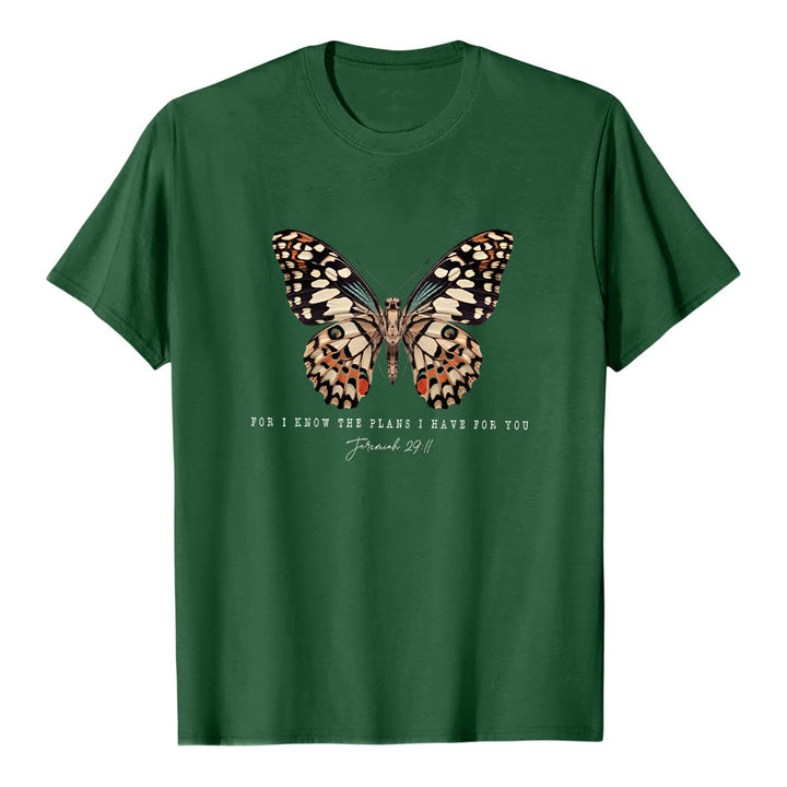 Maglietta a maniche corte con citazione moderna "Butterfly" Christianartworkshop , tratta da Geremia 29:11. - Verde scuro - 2XL - image 6