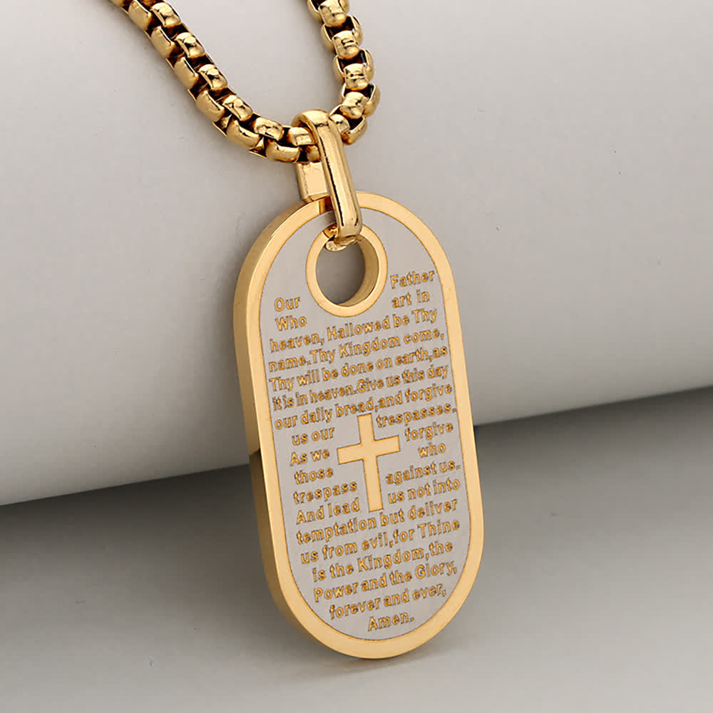 Christianartworkshop Catena per targhetta per cani con incisione di versetti biblici e croce, simbolo di sincero conforto divino. - Oro e argento - image 12