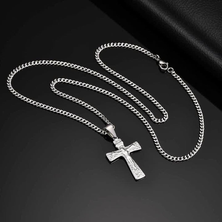 Christianartworkshop Collana con ciondolo a croce e crocifisso, pronta per essere indossata a strati, ricordo di quiete e sacra determinazione. - Crocifisso - image 5