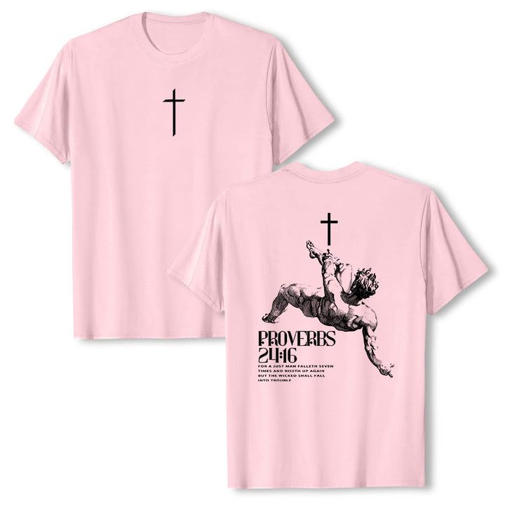 Maglietta cristiana con la scritta "Proverbi 24:16" Christianartworkshop - Rosa - 2XL - image 15