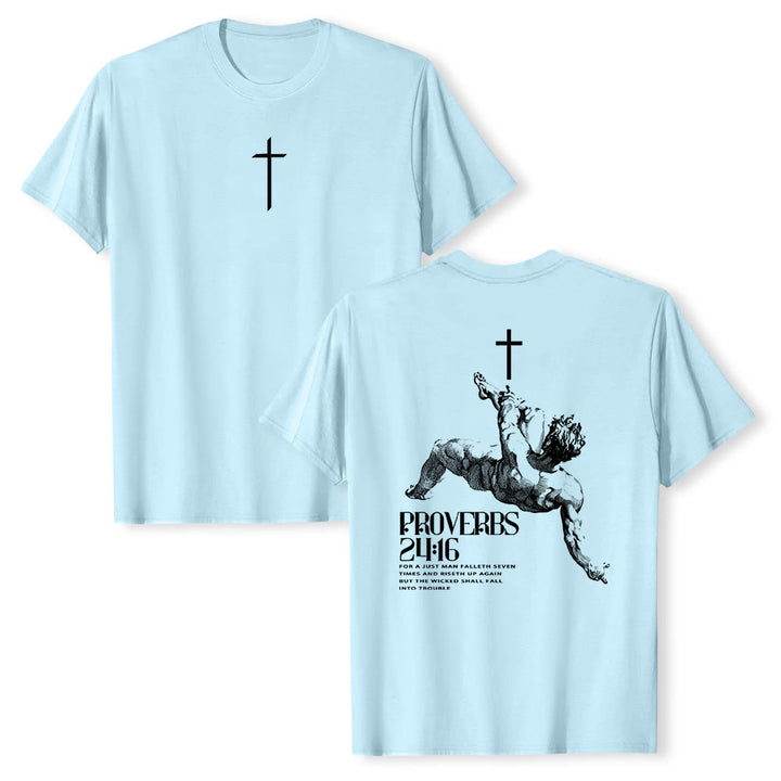 Maglietta cristiana con la scritta "Proverbi 24:16" Christianartworkshop - Blu - 2XL - image 12