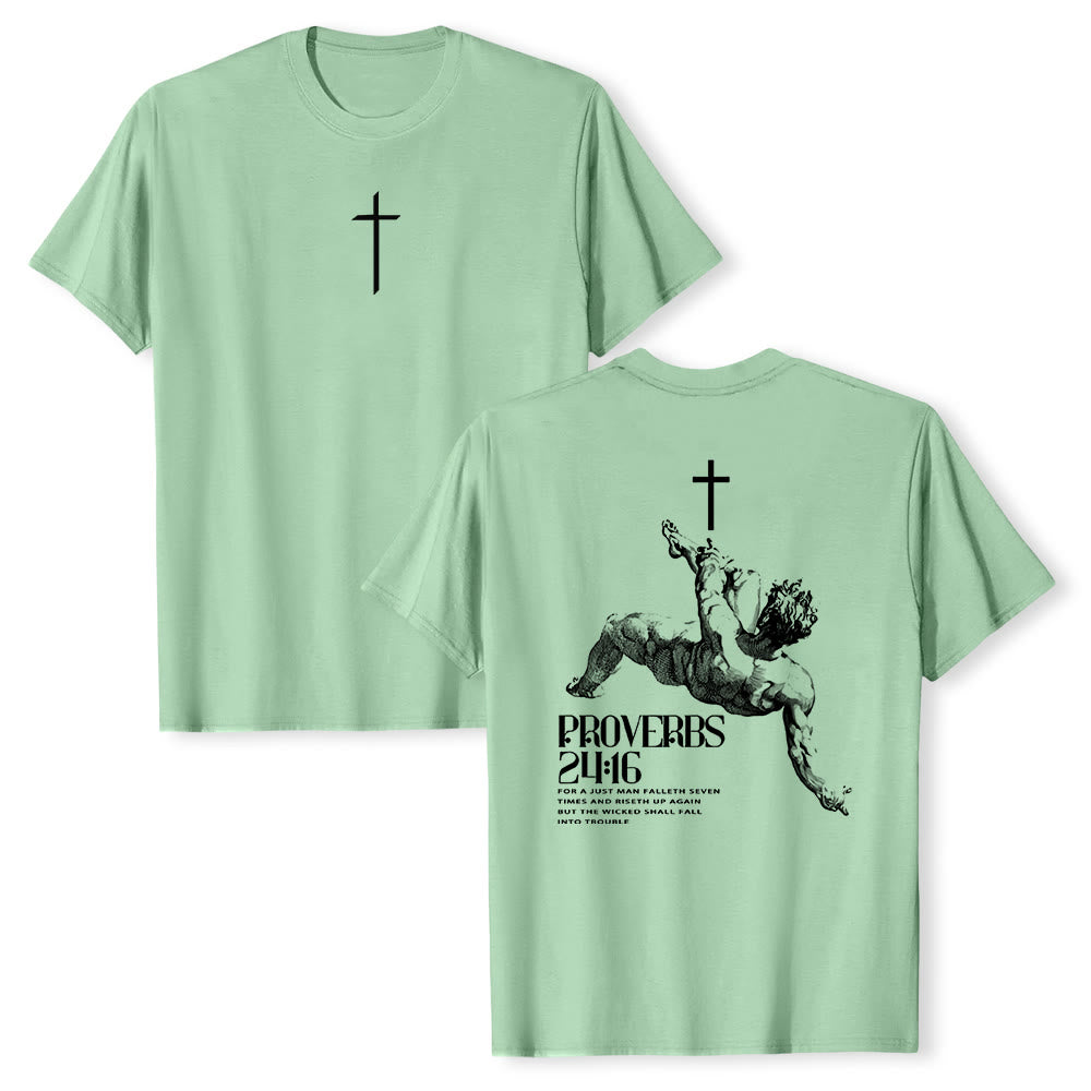Maglietta cristiana con la scritta "Proverbi 24:16" Christianartworkshop - Verde chiaro - 2XL - image 18