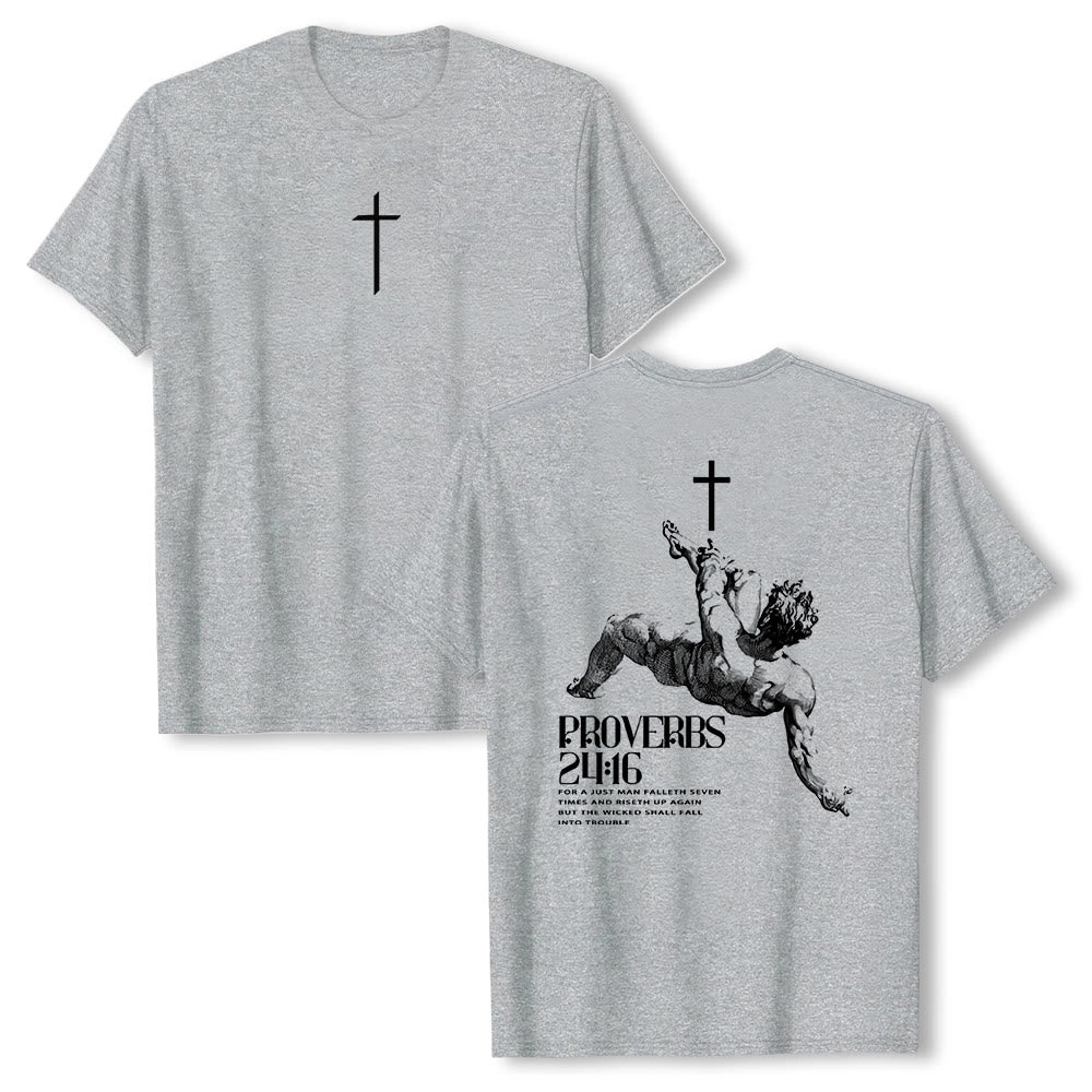 Maglietta cristiana con la scritta "Proverbi 24:16" Christianartworkshop - Grigio - 2XL - image 9