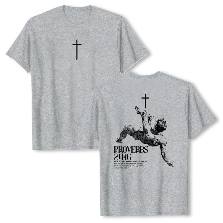 Maglietta cristiana con la scritta "Proverbi 24:16" Christianartworkshop - Grigio - 2XL - image 9