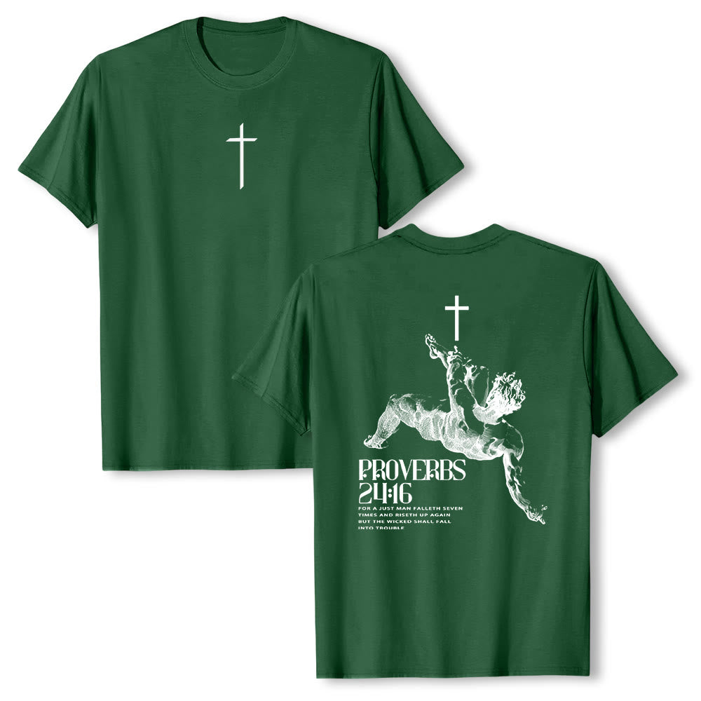 Maglietta cristiana con la scritta "Proverbi 24:16" Christianartworkshop - Verde scuro - 2XL - image 24