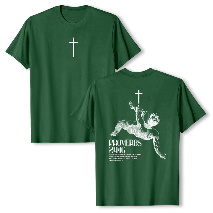Maglietta cristiana con la scritta "Proverbi 24:16" Christianartworkshop - Verde scuro - 2XL - image 24
