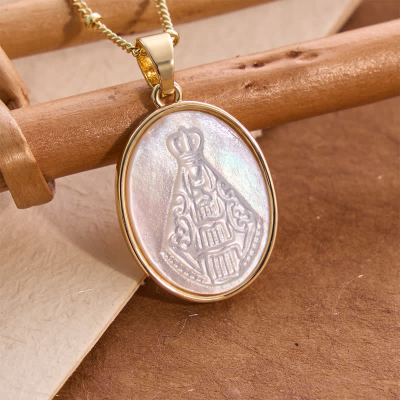 Collana con perle bianche naturali Christianartworkshop : Sacro Cuore, Gesù, Madonna e San Michele - Nostra Signora di Aparecida - image 7