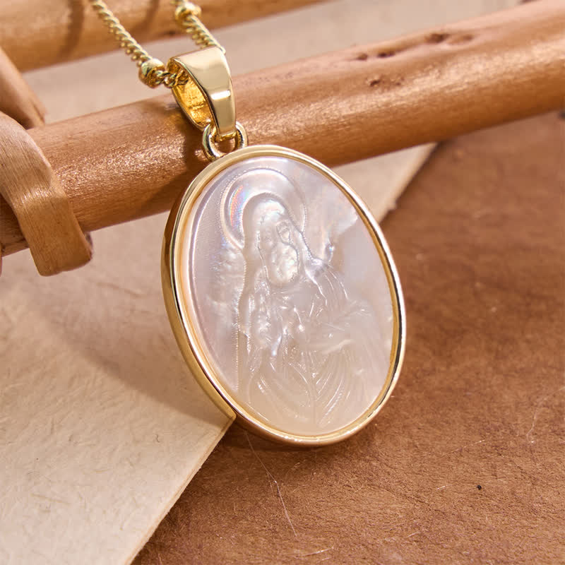 Collana con perle bianche naturali Christianartworkshop : Sacro Cuore, Gesù, Madonna e San Michele - Gesù - image 3