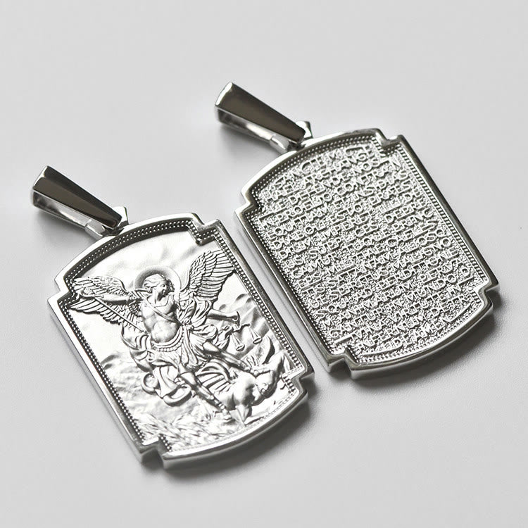 Christianartworkshop Ciondolo in argento sterling con versetto biblico di San Michele: simbolo di santa difesa. - image 0