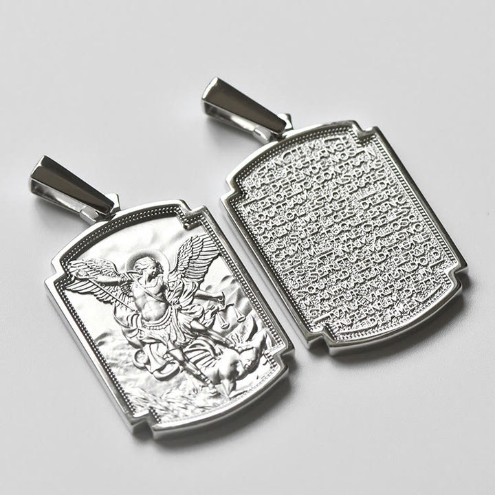 Christianartworkshop Ciondolo in argento sterling con versetto biblico di San Michele: simbolo di santa difesa. - image 0