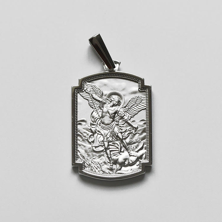 Christianartworkshop Ciondolo in argento sterling con versetto biblico di San Michele: simbolo di santa difesa. - 1,38''*0,98''(3,5 cm*2,5 cm) - image 4