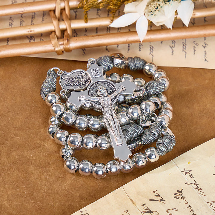 Christianartworkshop Robusto rosario in paracord con crocifisso scolpito: totem di perenne fortificazione divina. - Grigio - image 10