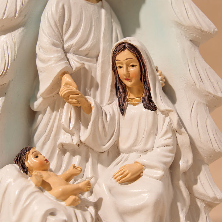 Christianartworkshop Statuina compatta della Sacra Famiglia per il presepe: simbolo di sincera benevolenza natalizia. - image 5