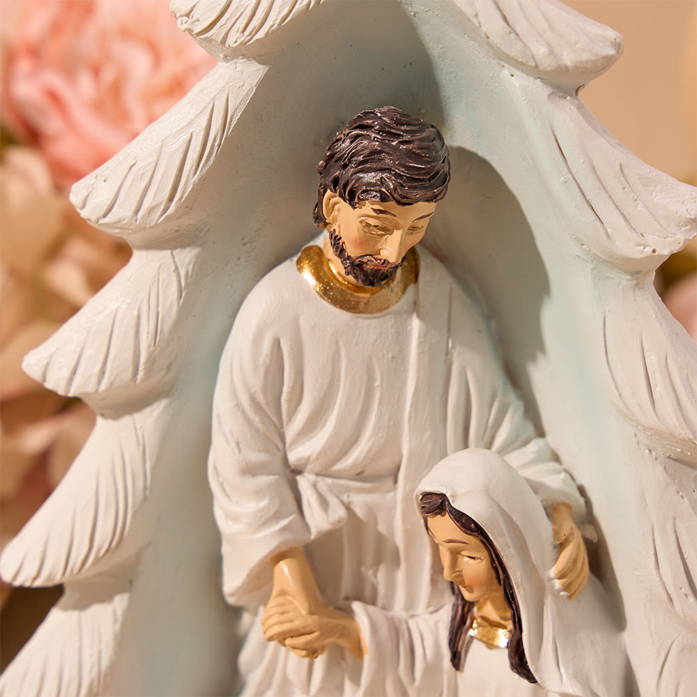 Christianartworkshop Statuina compatta della Sacra Famiglia per il presepe: simbolo di sincera benevolenza natalizia. - image 4