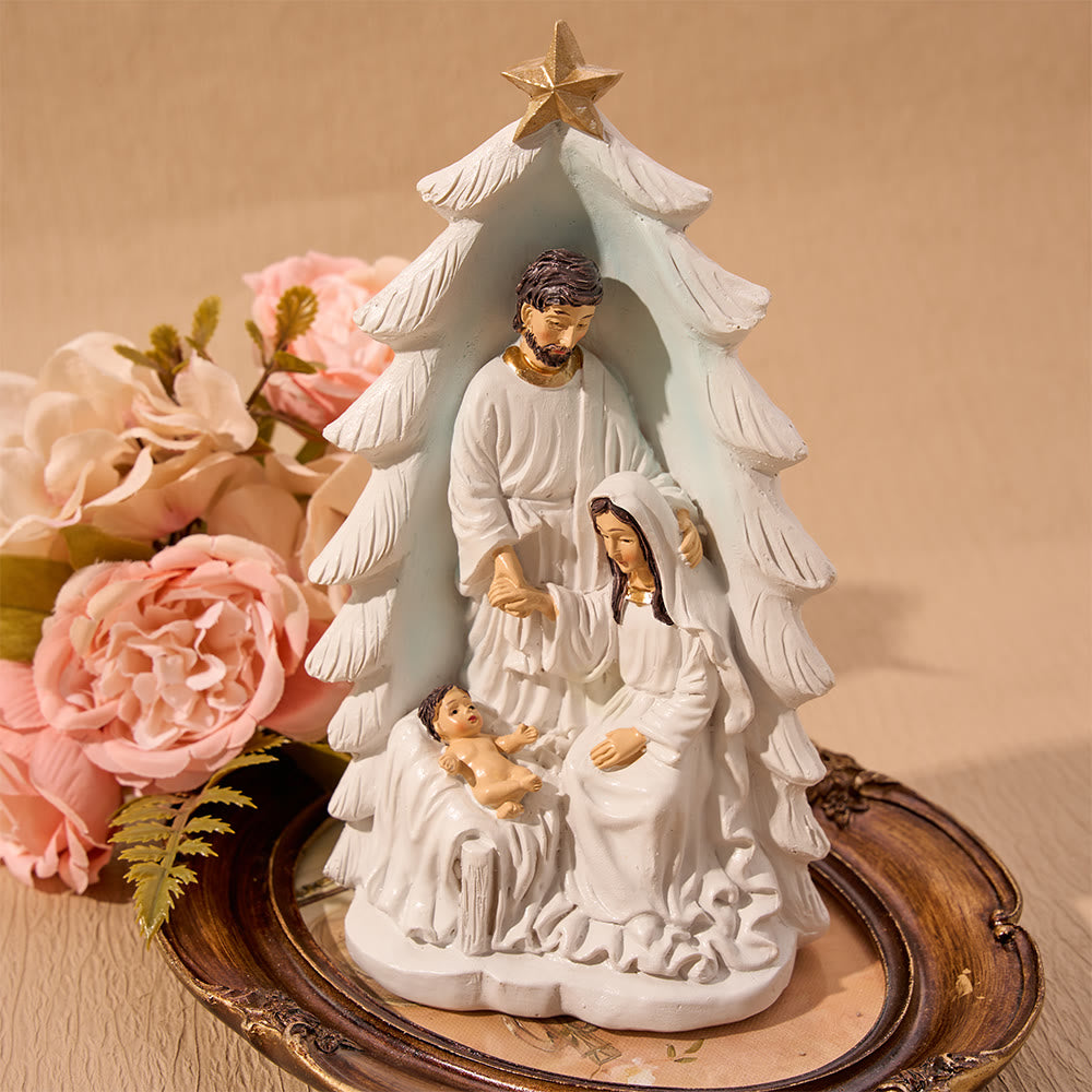 Christianartworkshop Statuina compatta della Sacra Famiglia per il presepe: simbolo di sincera benevolenza natalizia. - image 1