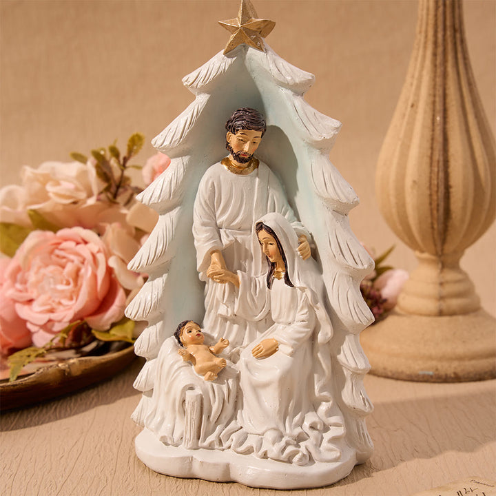 Christianartworkshop Statuina compatta della Sacra Famiglia per il presepe: simbolo di sincera benevolenza natalizia. - Natività - image 0