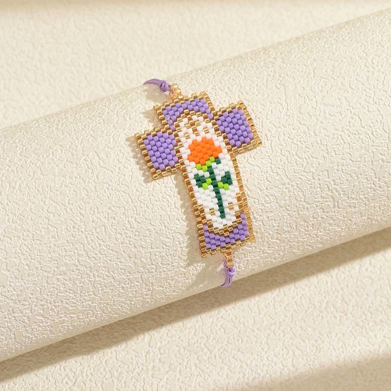 Christianartworkshop Bracciale con perline e ritratto sacro in stile multiplo: segno di tenera e sacra gioia senza tempo. - Croce D - image 8