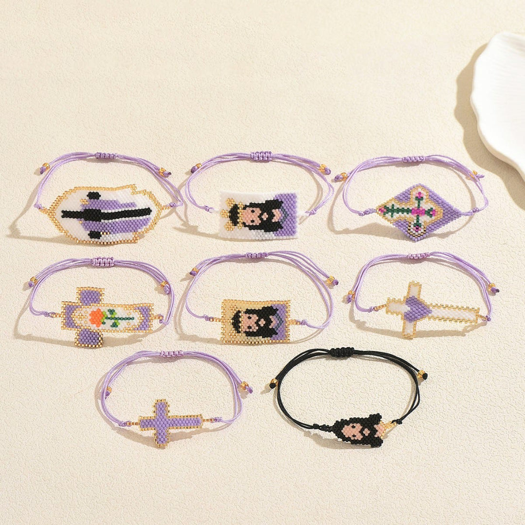 Christianartworkshop Bracciale con perline e ritratto sacro in stile multiplo: segno di tenera e sacra gioia senza tempo. - image 2
