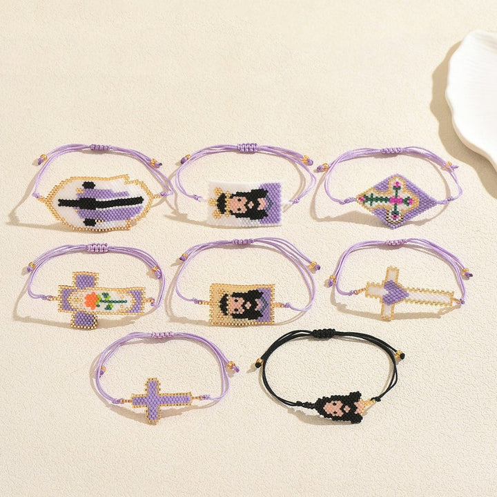 Christianartworkshop Bracciale con perline e ritratto sacro in stile multiplo: segno di tenera e sacra gioia senza tempo. - image 2