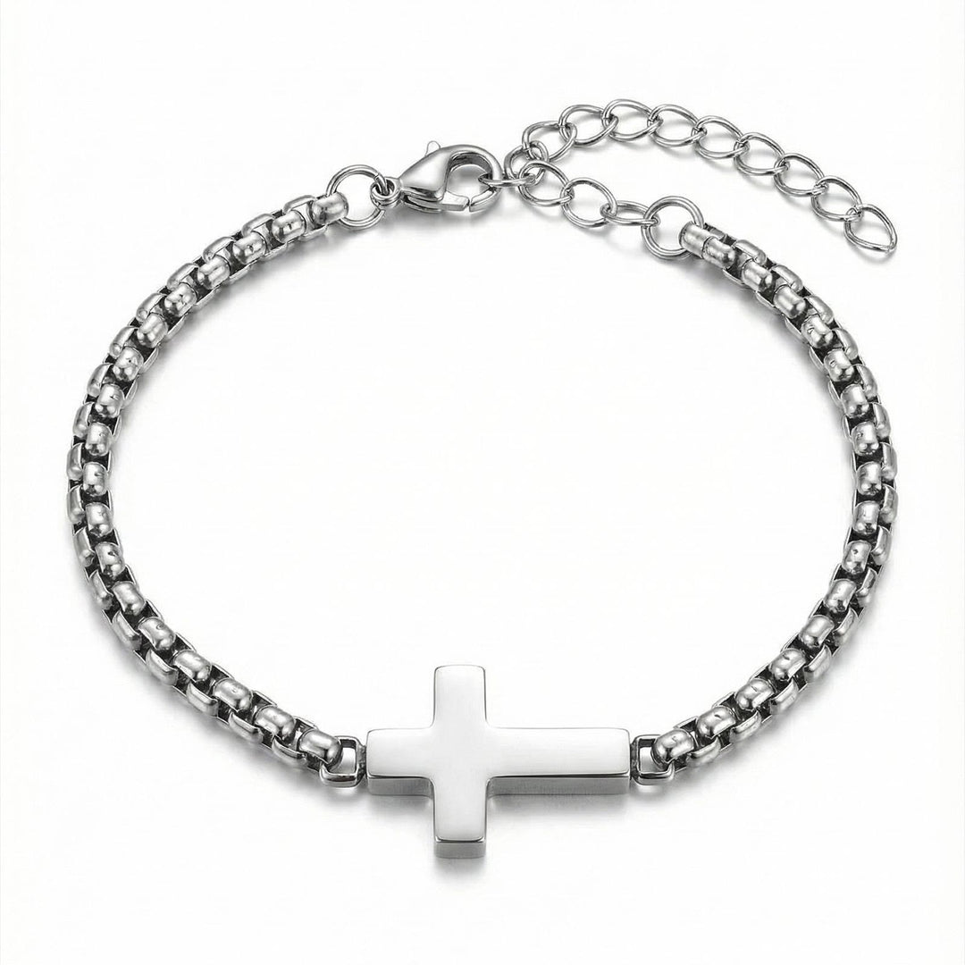 Christianartworkshop Elegante bracciale a catena con croce lucida: segno di costante protezione celeste. - image 3