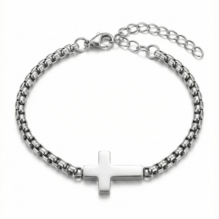 Christianartworkshop Elegante bracciale a catena con croce lucida: segno di costante protezione celeste. - image 3