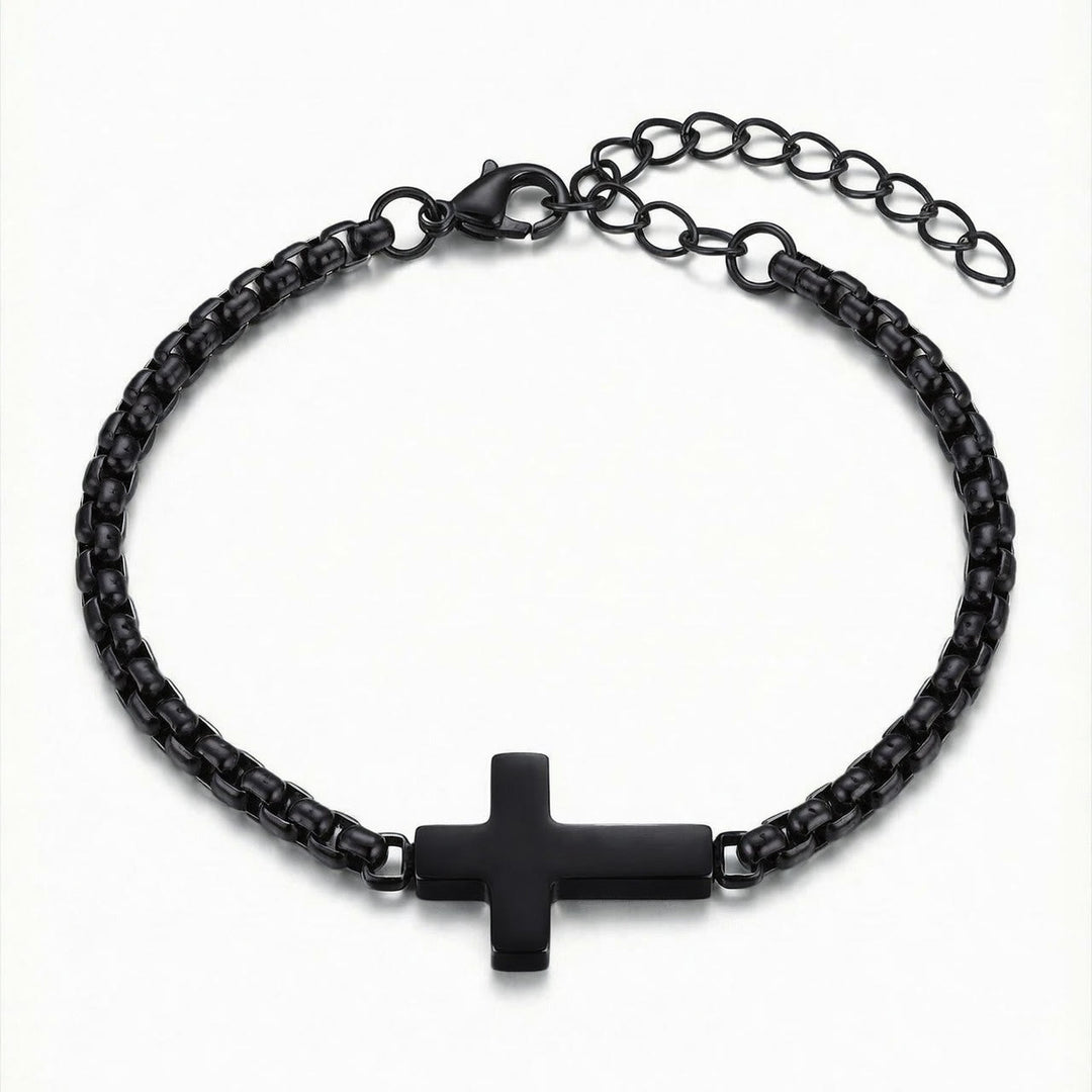 Christianartworkshop Elegante bracciale a catena con croce lucida: segno di costante protezione celeste. - Nero - image 5
